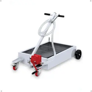 Low Profile Oil Drain Pan, 15 Gallon Rolling Oil Drain Cart with 110V Pump, 8 ft Hose & T Folding Handle, Oil Drain Pan for Cars, Trucks, Buses, RVs