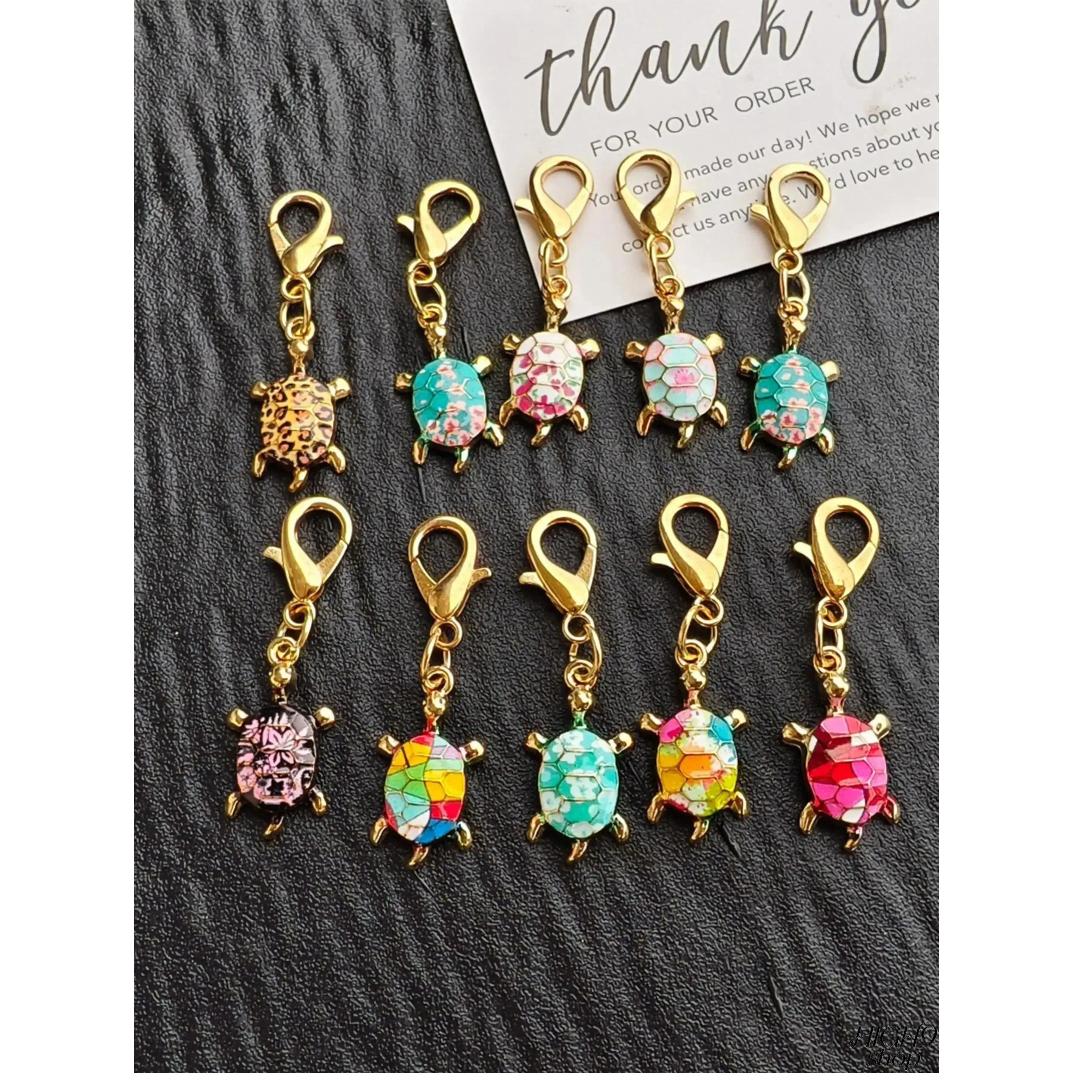10-Pack Kawaii Cute Turtle Shape Keychains with Key Rings, Assorted Color Sea Turtle Bag Charms, Sports & Outdoor Backpack Accessories for Handbags & Gifts sohochic