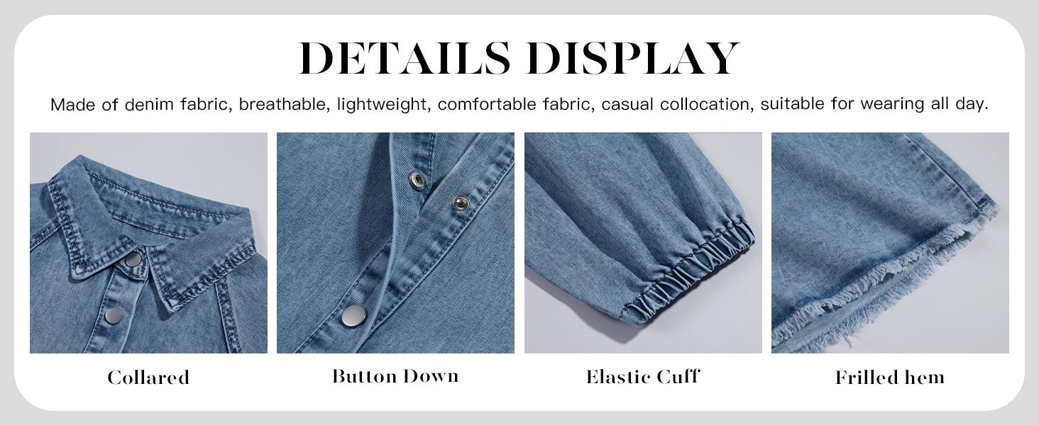 FMEYOA Womens Summer Denim Dress Button Down Short Sleeve Babydoll Dress Puff Sleeve Flowy Jean Dress FMEYOA Womens Summer Denim Dress Button Down Short Sleeve Babydoll Dress Puff Sleeve Flowy Jean Dress