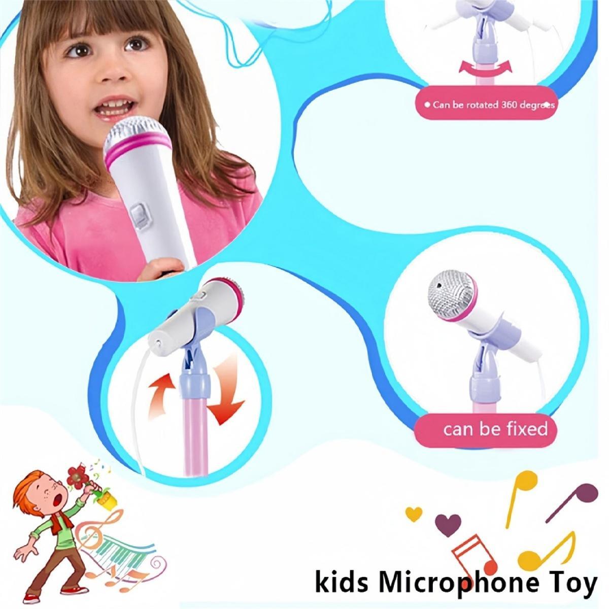 Microphone Toy with Super Colorful Lights, Unisex Singing Mic with Stand, Role Play Music Enlightenment Educational Toy
