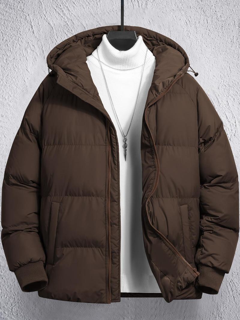 Men's Plain Pocket Zip Up Thick Warm Hooded Puffer Coat, Regular Fit Long Sleeve Padded Winter Coat, Menswear, Cold Weather Gear, Mens Clothing, Jackets for Men, Jackets, Men's Clothing Men's Plain Pocket Zip Up Thick Warm Hooded Puffer Coat, Regular Fit Long Sleeve Padded Winter Coat, Menswear, Cold Weather Gear, Mens Clothing, Jackets for Men, Jackets, Men's Clothing