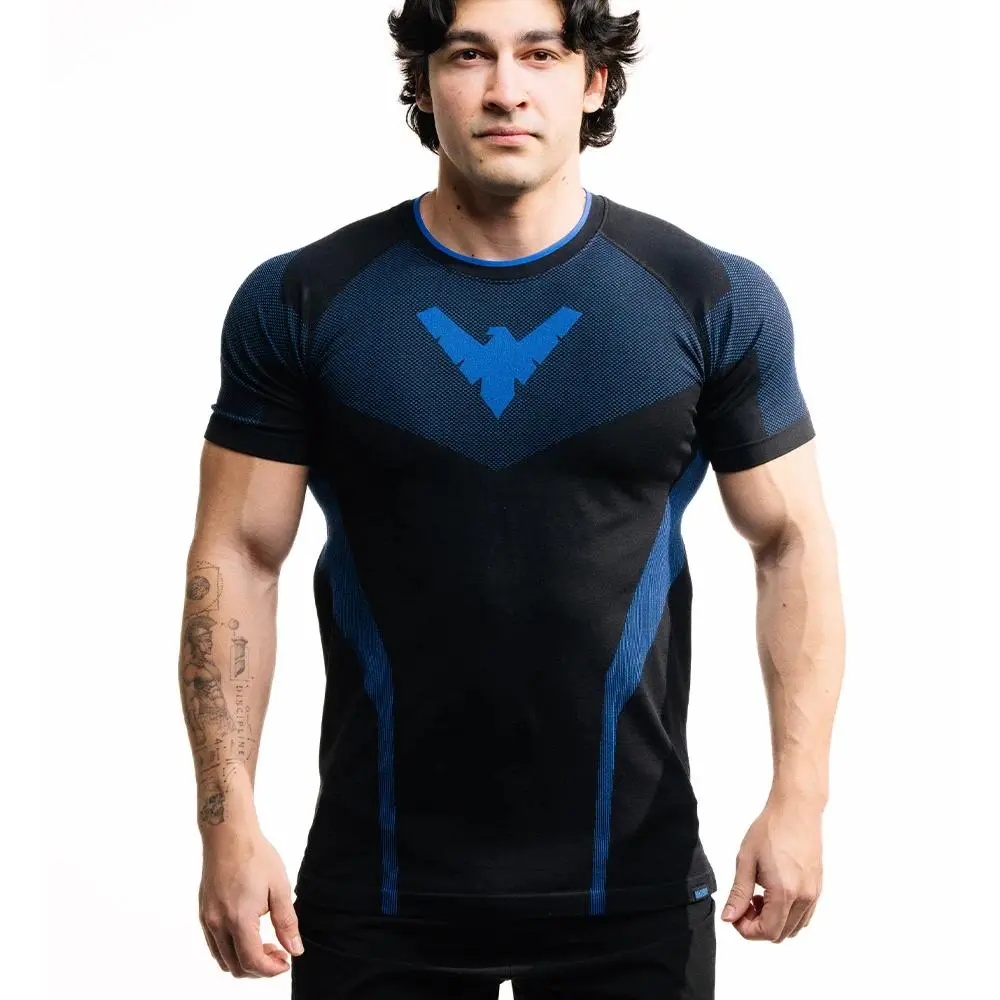 Summer New NIGHTWING Superhero Short Sleeve MMA Men Short Sleeve Oversized Breathable Quick Drying Fitness Training Running Tee
