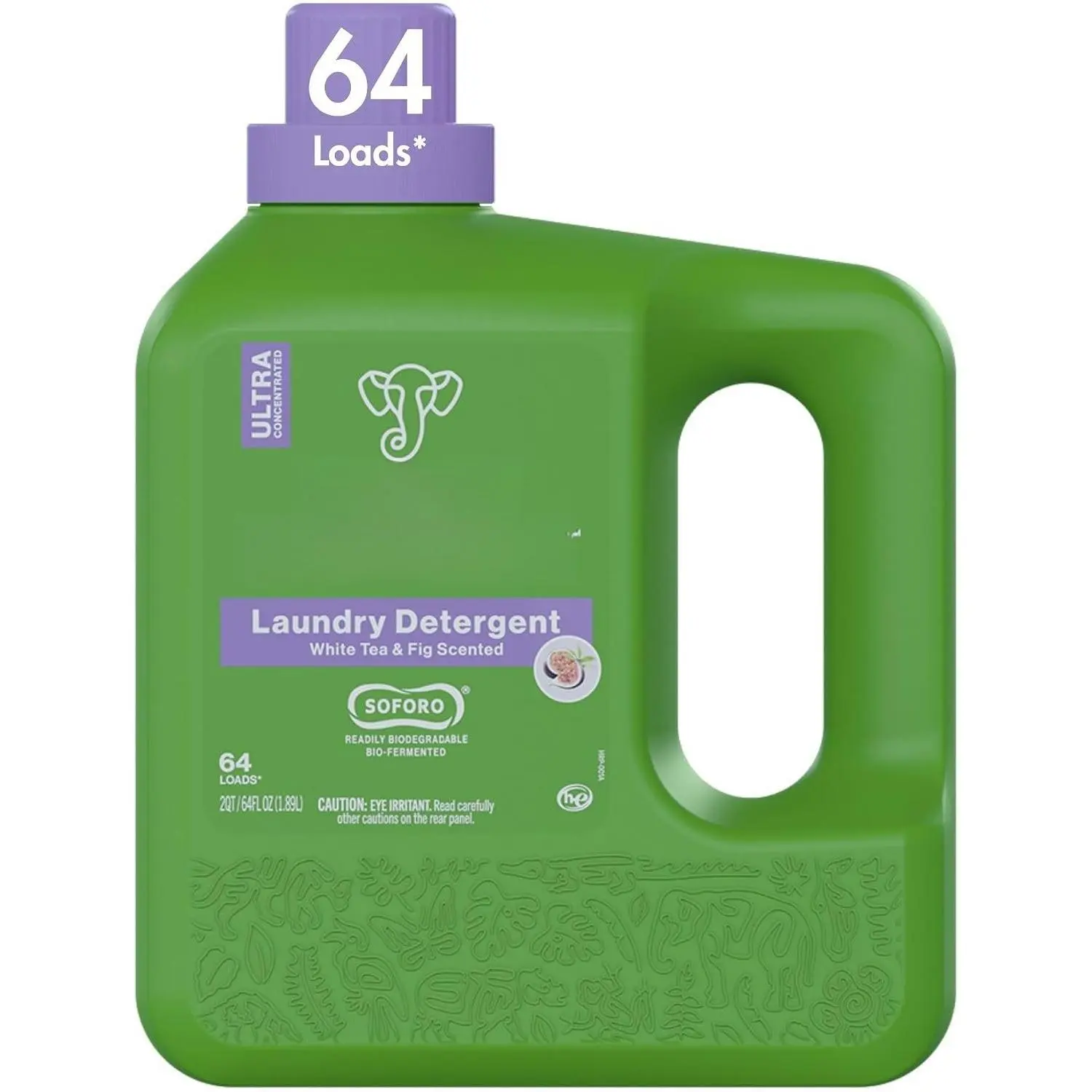 Laundry Detergent, White  & Fig Scent, Ultra Concentrated Washing Machine Laundry Soap,  Based, Stain Remover, Gentle   , HE Compatible, 64 Loads, 64 Fl Oz
