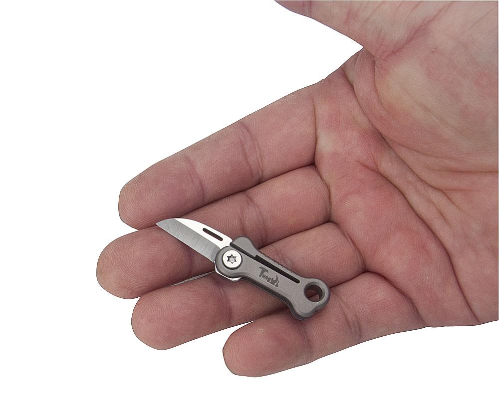 Mini Folding Pocket Knife, EDC Tiny Bone Shape Package Knife, Small Stainless Steel Blade with Titanium Alloy Handle, Ultra Compact and Lightweight for Daily Carry
