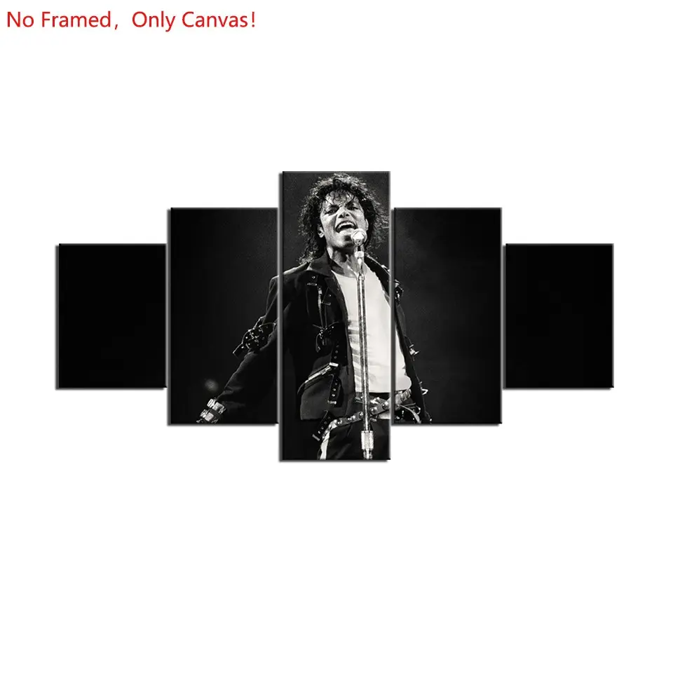 5 piece/set frameless canvas painting print poster, Classic Character Album art，Michael Jackson The King of Music ，a perfect gift for Music loves, ideal gift for bedroom, living room, dorm hallway, kitchen, mural, wall decoration, room decor