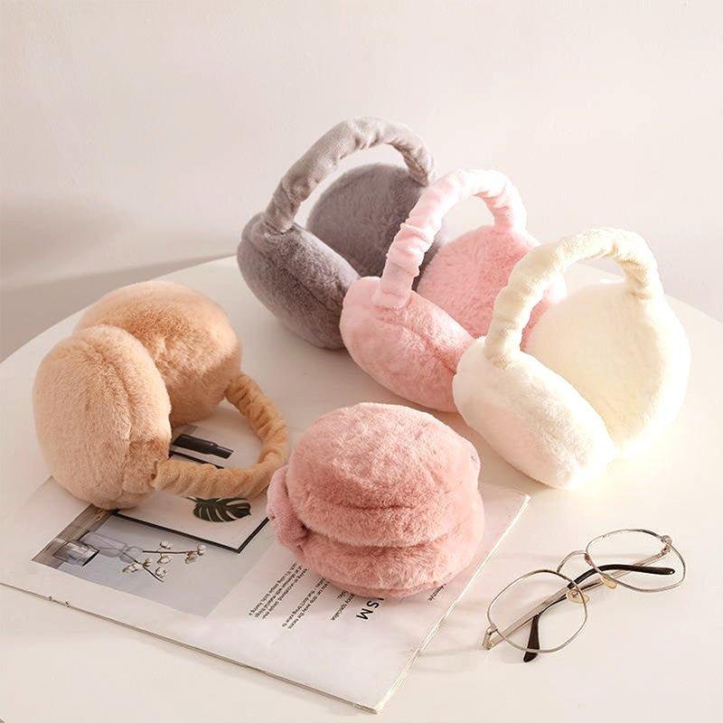 Winter Plush Folding Earmuffs - Soft & Comfortable Ultra-Soft Faux Fur Adjustable Headband for Skiing Riding Hiking & Outdoor Work in Winter