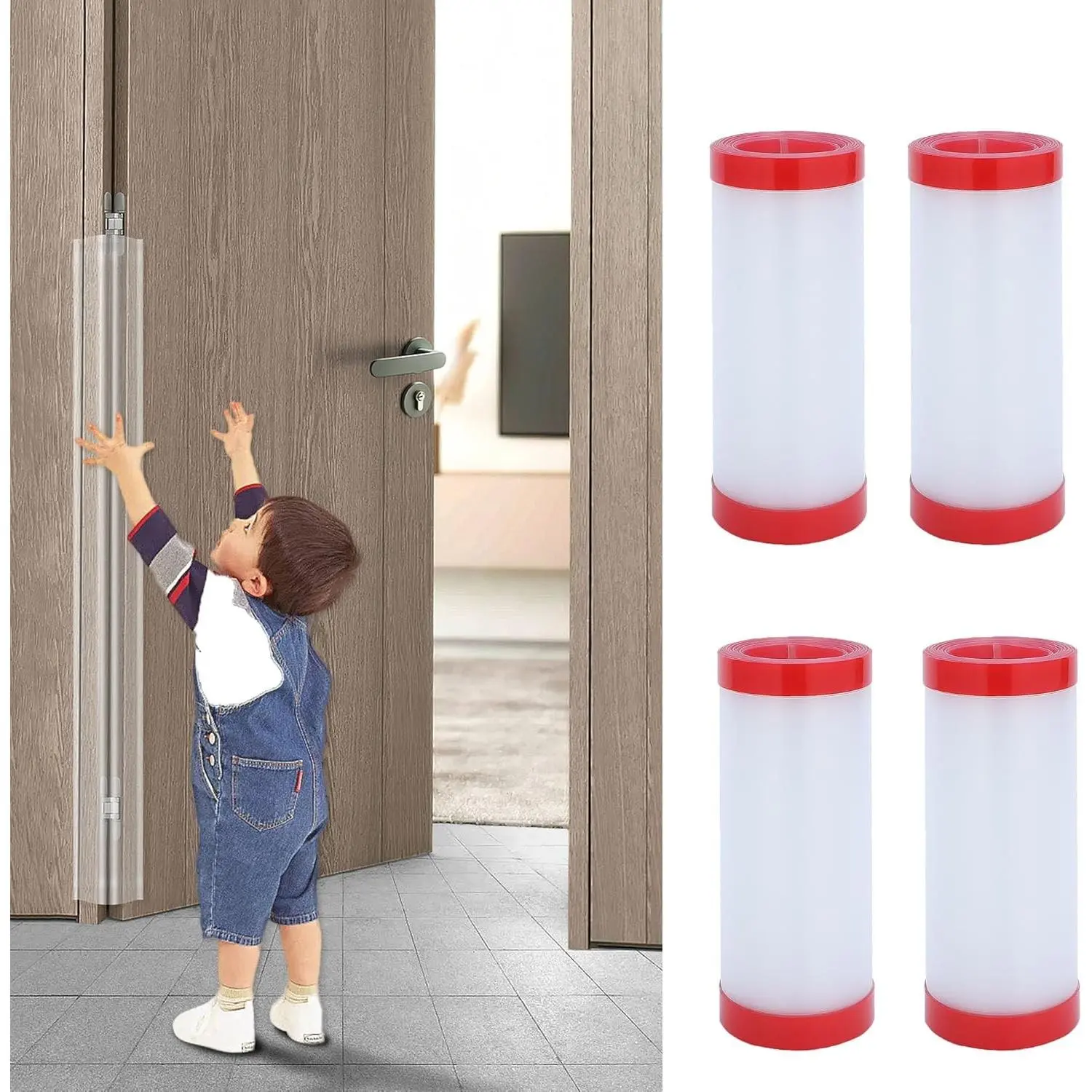 Translucent Baby Proofing Door Pinch Guard and Hinge Cover – Heavy Duty Jam Shield for Kids Finger Safety(Gift)