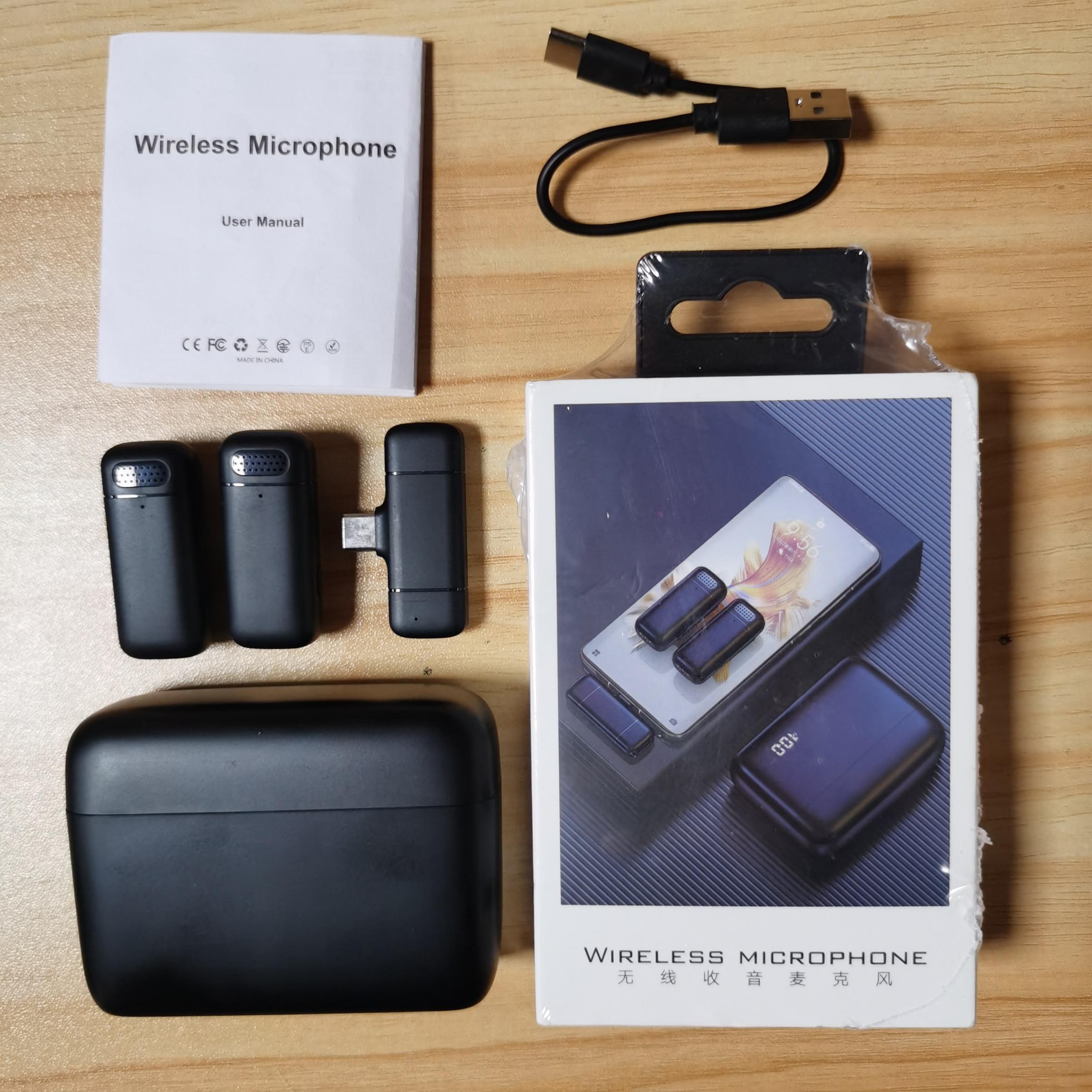 Wireless Lavalier Microphone, USB Rechargeable Wireless Microphone, Professional Wireless Microphone for iPhone Android Phone, Audio