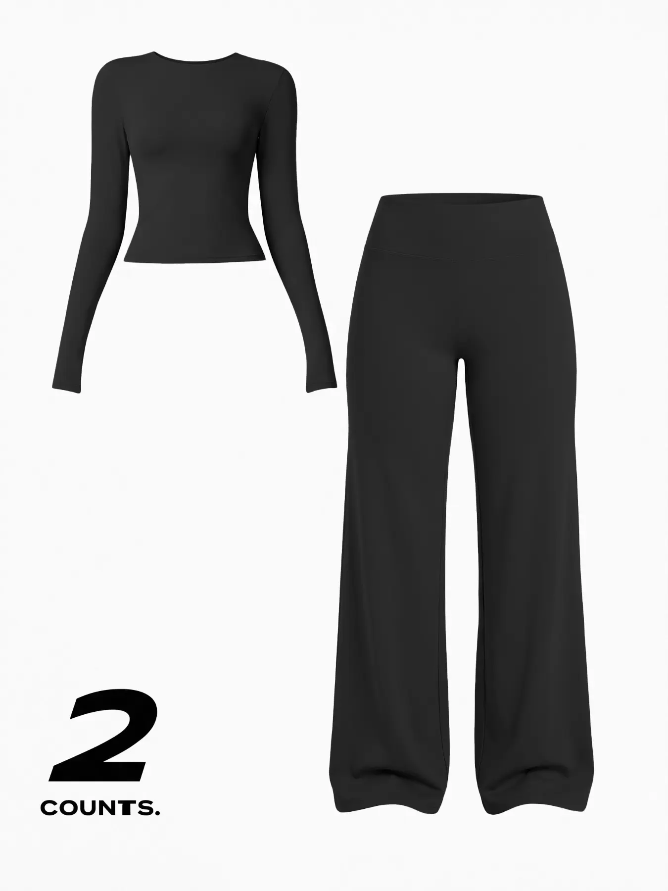 Women's Yoga Set, Round Neck Long Sleeve Top, High-Waisted Tummy Control Pants, Quick Dry Breathable, Casual Street Style, Athleisure Set