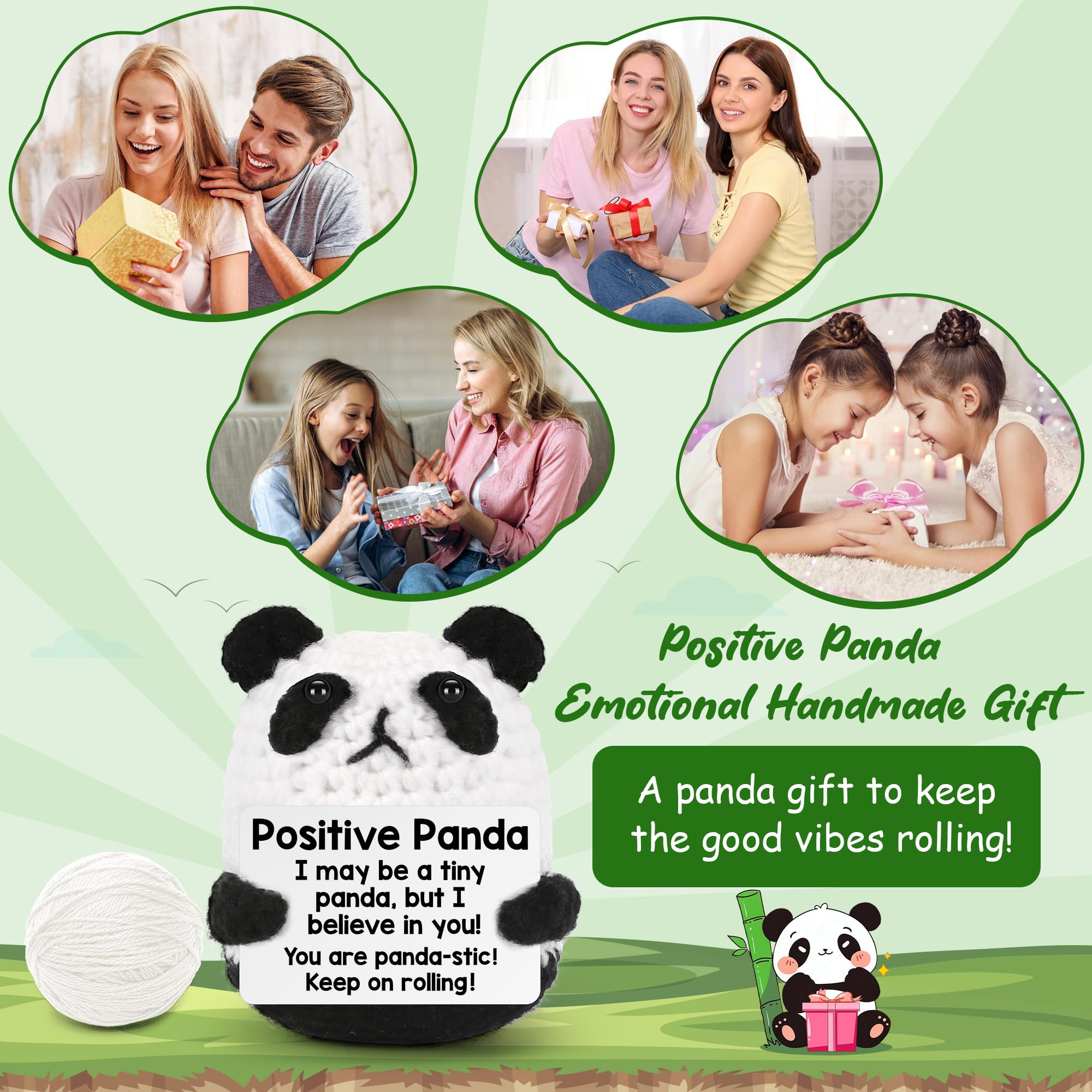 Soft Handmade Crochet Panda Stuffed Animal,Emotional Support Plush for Anxiety Relief,Birthday Gifts for Women Men,Teacher Appreciation Gifts,Easter Basket Stuffers for Boys Girls Teens,Cute Mini Companion Toy for Home Decor & Festival Gifting