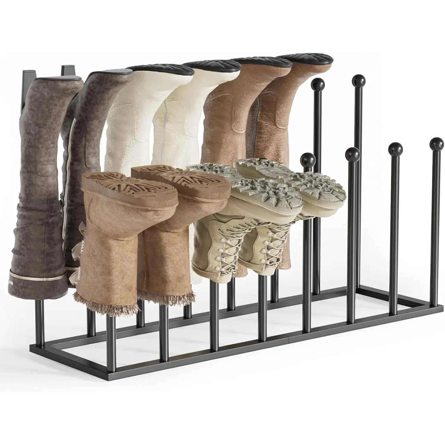 pickpiff Boot Rack Organizer Tall Boots, Black Boot Storage Organizer Tall Boots for Closet, Entryway, Garage, Porch, Free Standing Shoe Racks for 8 Pairs