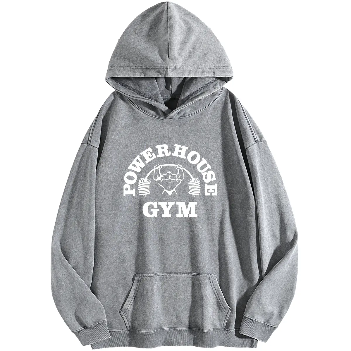 Women's Vintage Graphic Boxy Hoodies, Acid Washed Oversized Hooded Pullover, Drop Shoulder Cotton Blend Sweatshirt for Gym & Streetwear