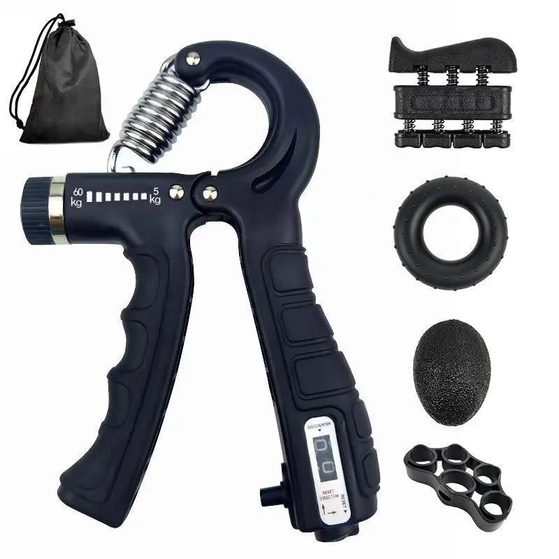 Adjustable Hand Gripper - Rubber Hand Strengthener with 11-132 Lbs (5-60kg) Resistance, Forearm Trainer for Muscle Building & Injury Recovery, Gym/Office/Traveling Home Fitness Strength Training Equipment