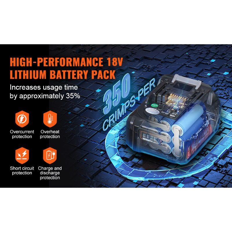 VEVOR ProPress Tool, 18V Electric Pipe Crimping Tool for 1/2, 3/4, 1, 1 1/4, 1 1/2, 2 Copper Pipes, Press Tool Kit with Brushless Motor, 6 Pro Press Jaws, 2pcs 4AH Battery