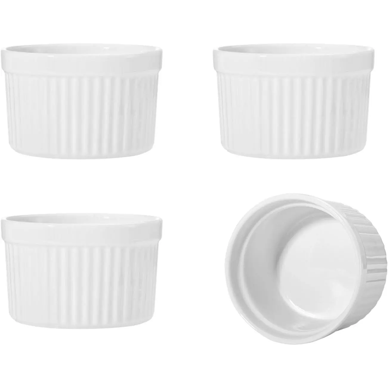 4 count Ceramic Ramekins Oven Safe, Creme Brulee Ramekins(5 oz)