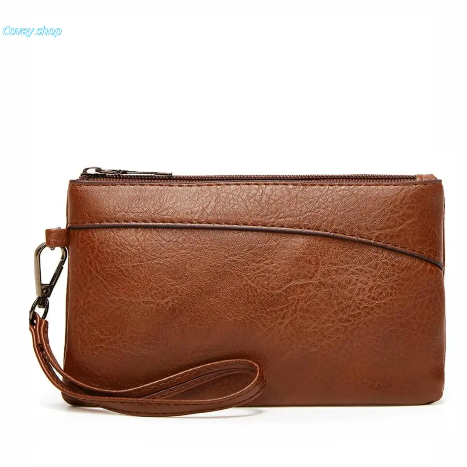 Women's Solid Color PU Leather Zipper Wristlet Bag, Elegant Versatile Clutch Purse, Portable Daily Storage Pouch For Phones, Keys And Small Essentials, Casual Trendy Fashion Hand Accessory