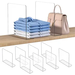 Shelf Dividers Closet Organizer - 12" Tall X 11.8" Deep Acrylic Clear Sturdy Separate for Clothes Purse - Adjustable Space Saver Easy Install for Home Organization Enthusiasts 8 Pack