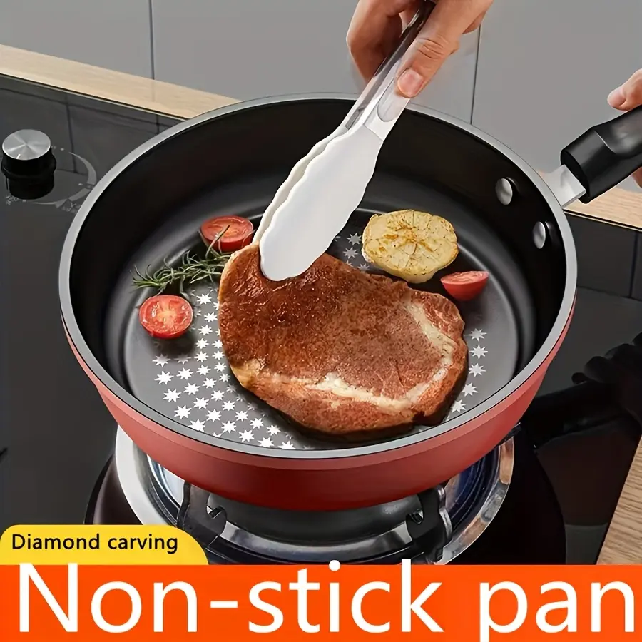 Cast Iron Skillet Nonstick Fry Pan, Induction Compatible, Lightweight Smokeless Frying Pan for Gas & Smooth Surface Stovetops, for Steak, Pancakes, Breakfast, Diamond Pattern Random