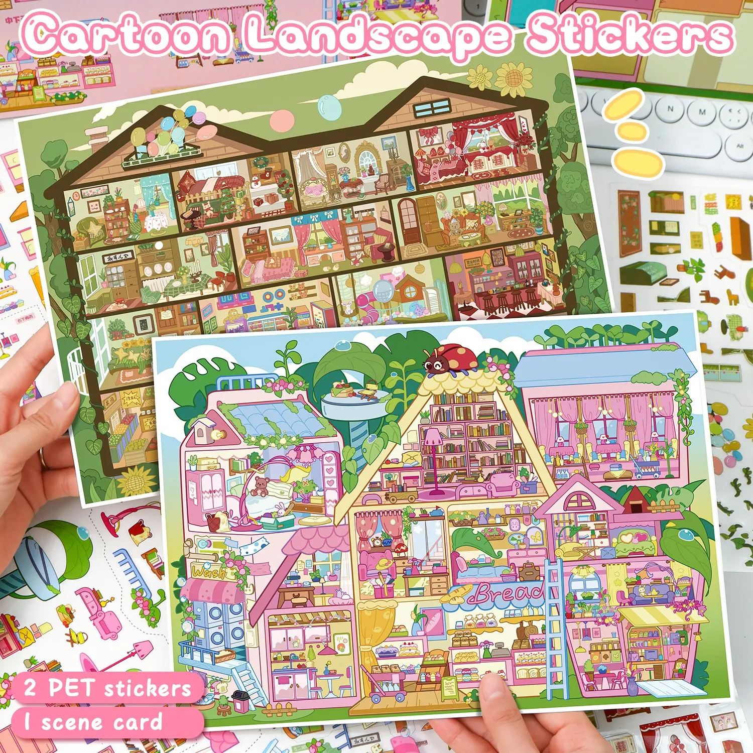 New 3D Stacked Scene Stickers, Large Size Miniature Scene Decals, Puzzle Craft Relaxation, Time Passer, Stress Relief DIY Kit