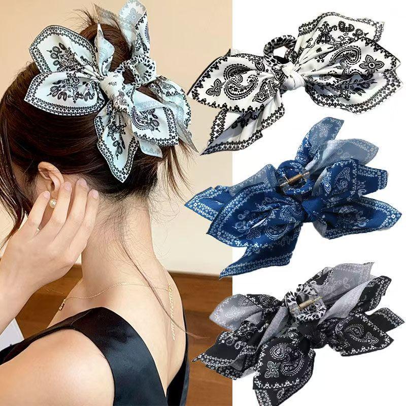 Women's Elegant Paisley Pattern Bowknot Design Hair Claw, Vintage Trendy Hair Claw, Fashionable All-match Hair Accessories for Women, Prom Hair Clip for Special Occasions