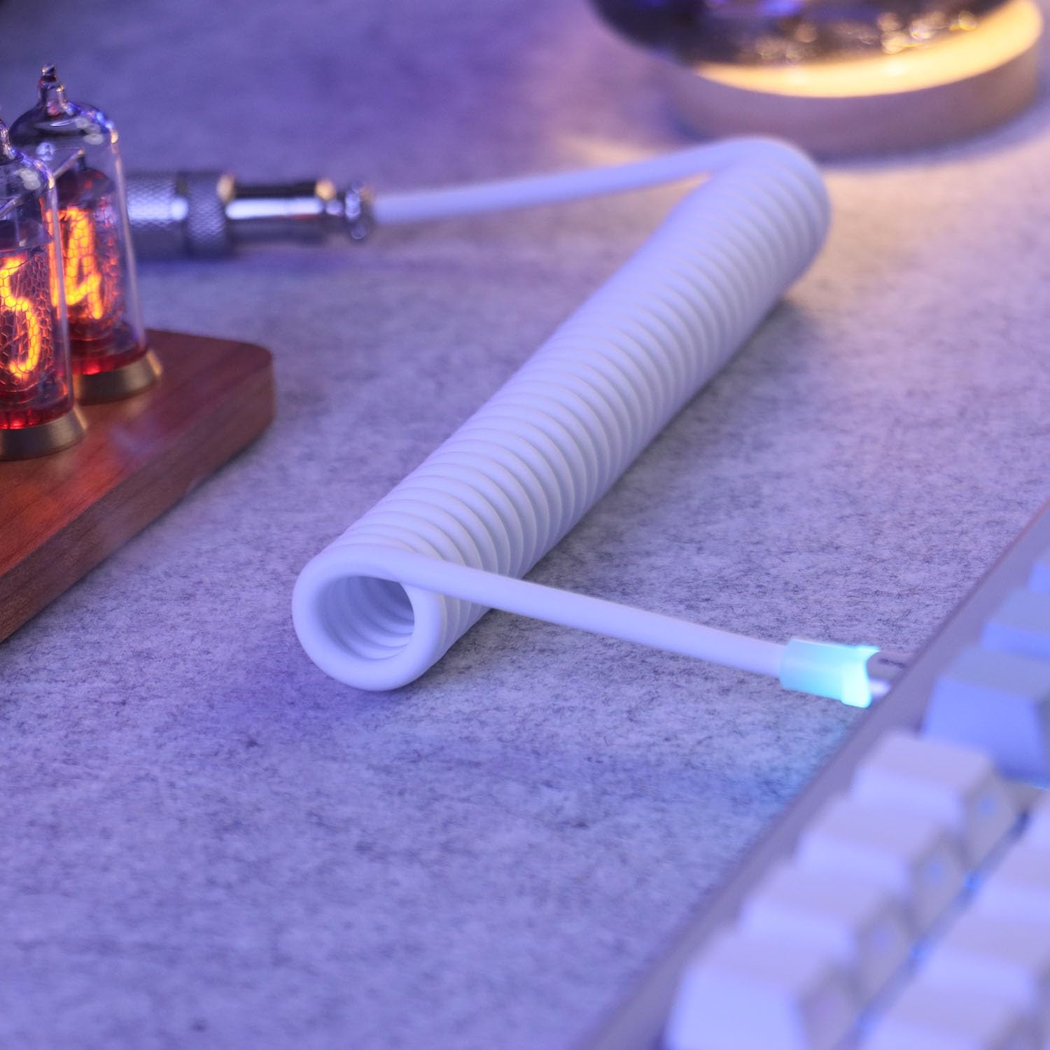 MAMBASNAKE C01 Ultra RGB Coiled Keyboard Cable, Pro Custom USB-C Aviator Cable for Gaming Keyboards, Stable Dual-sleeved Design, 2m Type-C to USB-A Hyper-speed