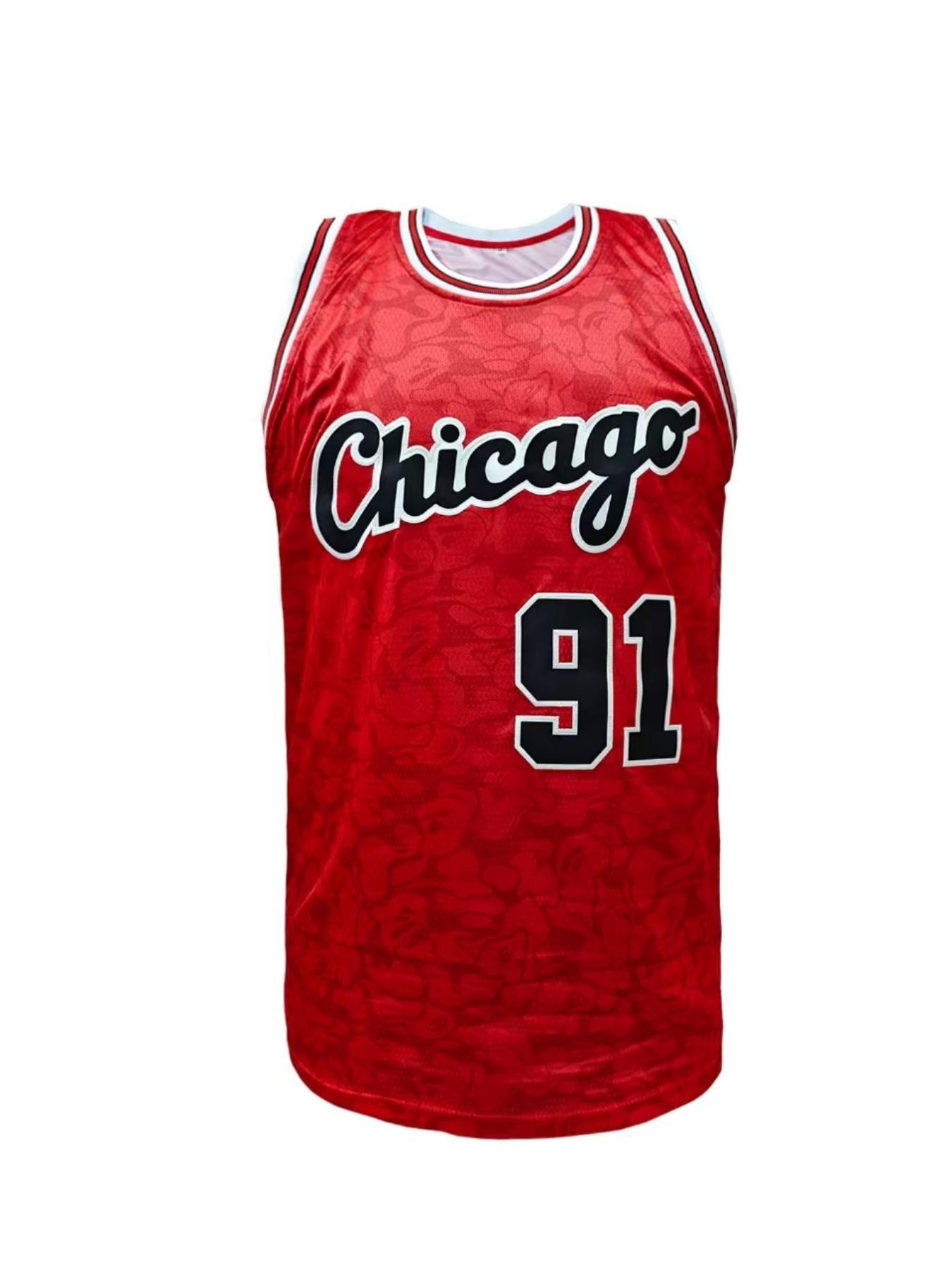 Men's Chicago Basketball Jersey, Breathable Sleeveless Basketball Sports Jersey, Basketball Training Competition Sports Uniforms for Men, Vintage Basketball Jersey