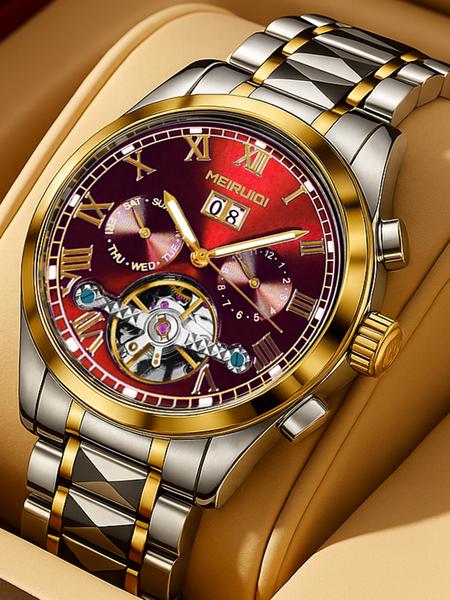 A Men's 2025 New Waterproof Luminous Hollow Advanced Multi functional Fully Automatic Mechanical Watch Stainless Steel Watches