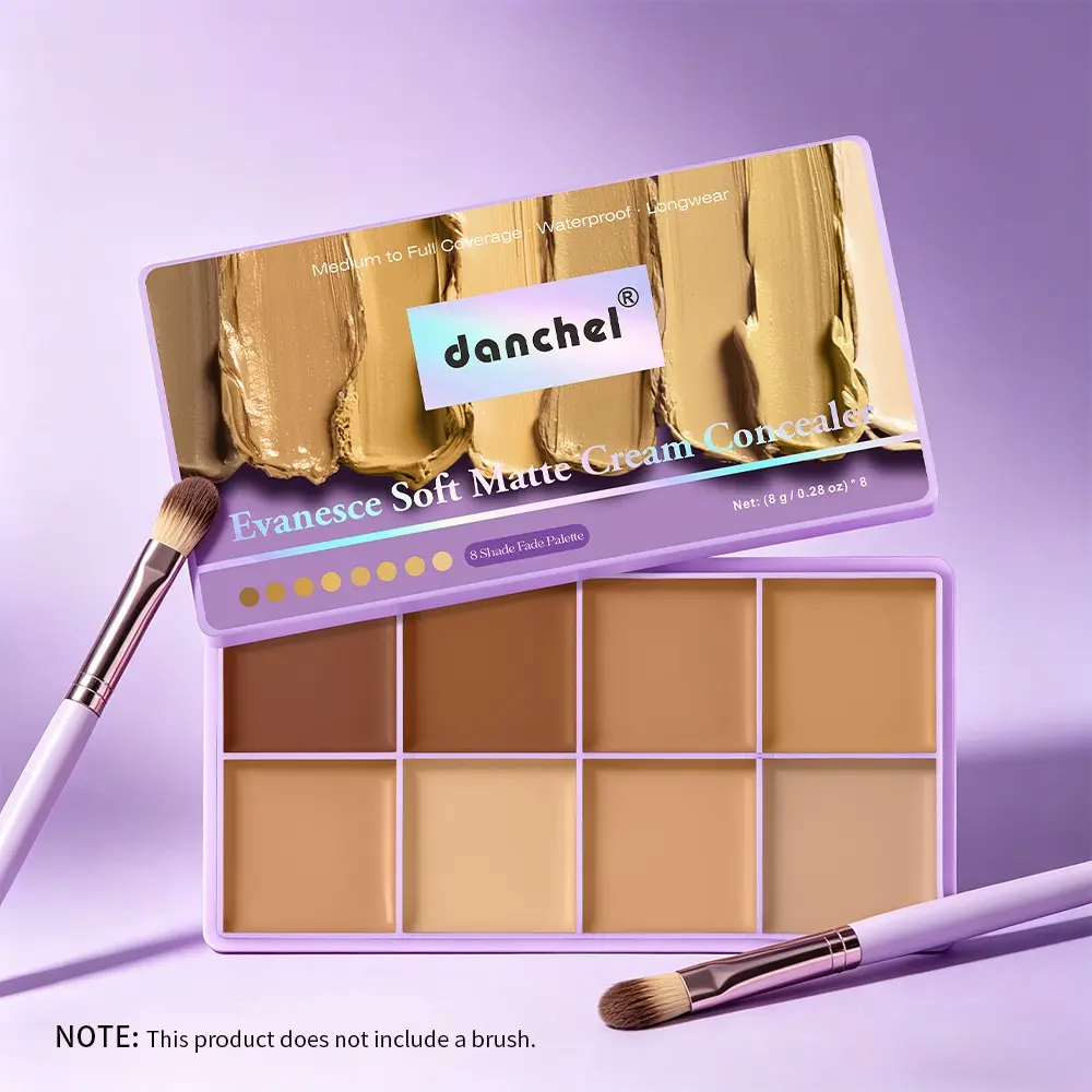 8-Color Matte Concealer Palette, Long-Lasting Waterproof, High Coverage, Smooth Texture, Corrects Skin Tone, Covers Flaws, Brightens Contours