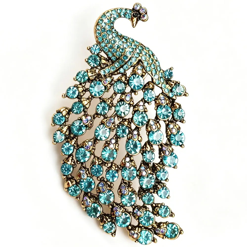 Vintage High-grade Crystal Inlaid Peacock Phoenix Brooch