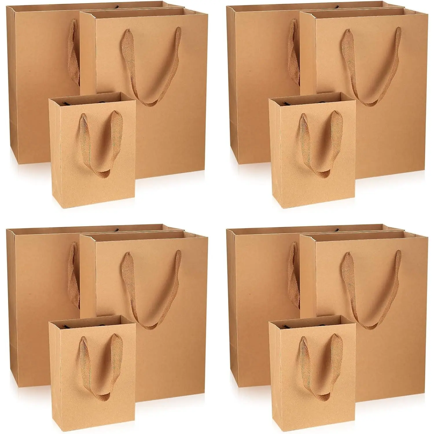 12 count  Paper Bags with Handles, Brown Paper  Bags Bulk | Medium & Large Retail Bags for Small Business, Shopping Bag s, Birthday Party Favor Bag,Merchandise Bag (Brown, L+M+S=12 PCS)