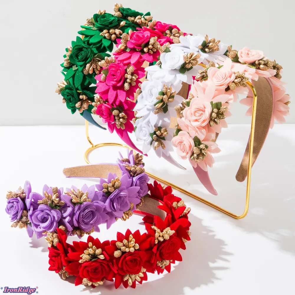Boho‑Forest Style Artificial Flower Headband, Fairy‑Like Wide‑Band Rose Floral Hair Accessory, Elegant Simulation Flower Hair Wreath, Perfect for Wedding Photoshoot, Bridal Shower, Festival Party & Romantic Daily Styling