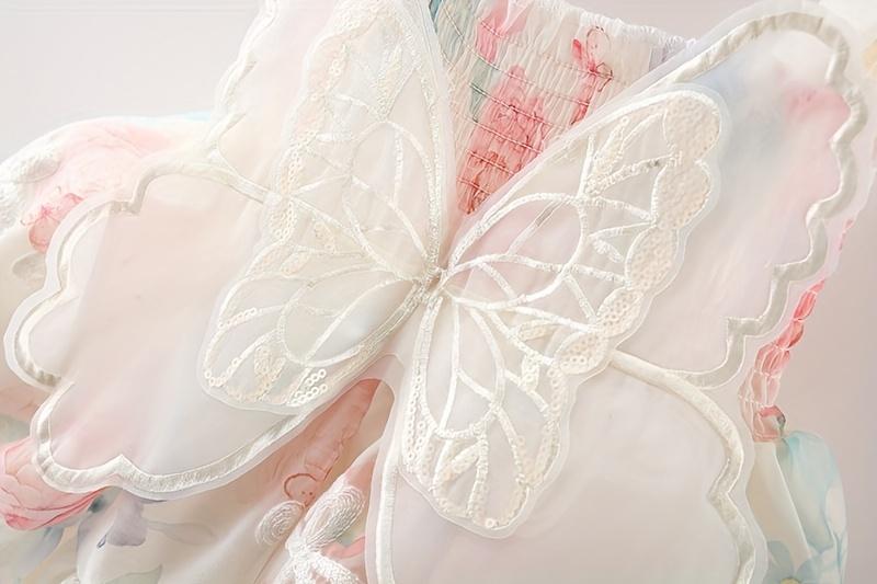 Summer Fairy Dress for Baby Girls with 3D Butterfly Wings, Perfect for Sweet Birthday Parties And Evening Events, Stylish Princess Gown for Girls Aged 0-3