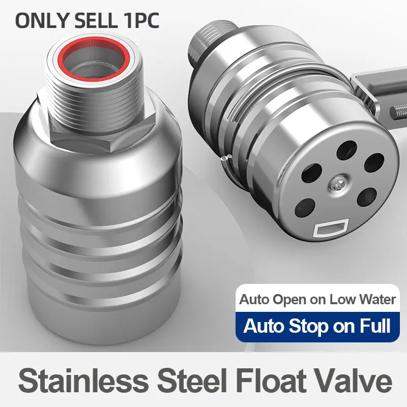 1/2" 3/4" 1" Inch，Stainless Steel Automatic Float Valve,  Auto Water Level Control, Rust-Resistant, Safe, Mini Ball Valve for Tanks, Ponds, Sinks