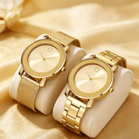 2-Piece Minimalist Couple Watches, Fashionable Wristwatches, Quartz Analog, Unisex, Mesh & Alloy Strap, Silver Color, High-Quality, Perfect Gift