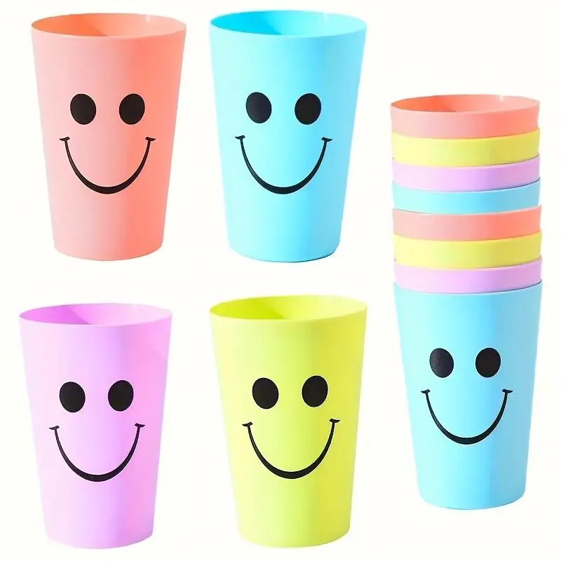 Reusable Colorful Plastic Cups Set Pack - 8 or 16pcs, 4 Different Colors, Ideal for Outdoor Parties, Camping, Home Supplies