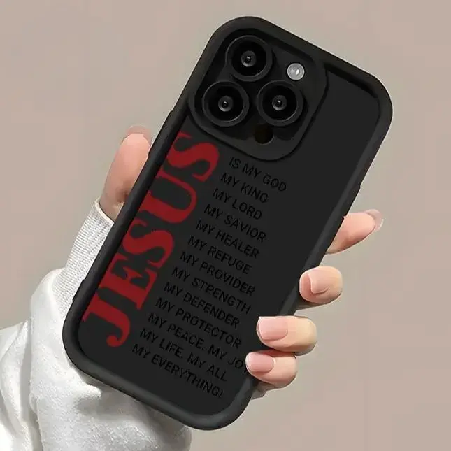 Phone Case for iPhone 17 16 Pro Max 15 Plus 14 13 12 11 XR XS Air E Trendy Jesus Christian Pattern Shockproof Silicone TPU Bumper Drop Protection Cover Religious