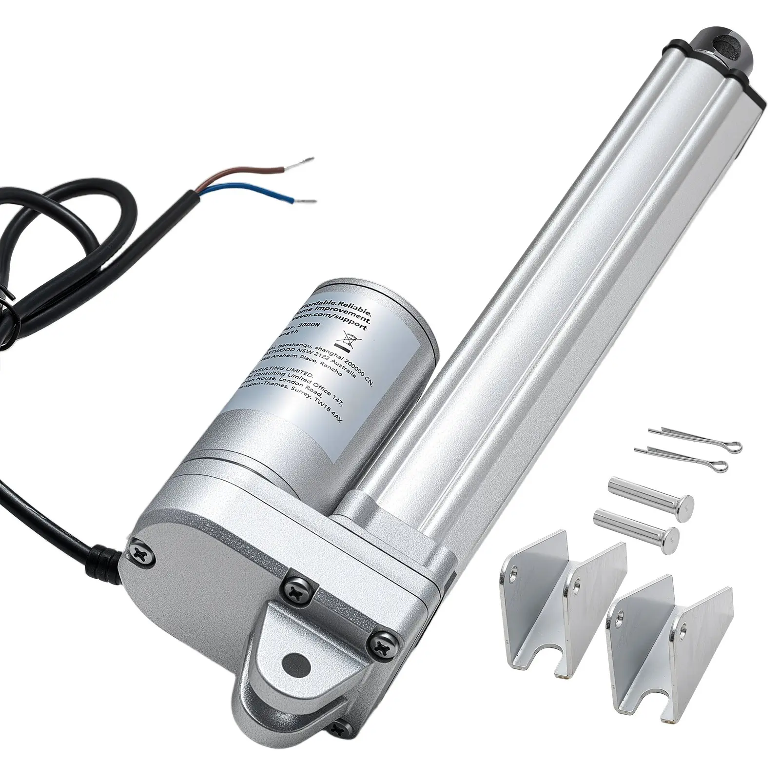 VEVOR 12V Linear Actuator, 8 Inch IP65 Waterproof Linear Actuator, 675lbs/3000N 0.2"/s Motion Actuators with Mounting Bracket for Outdoor Use