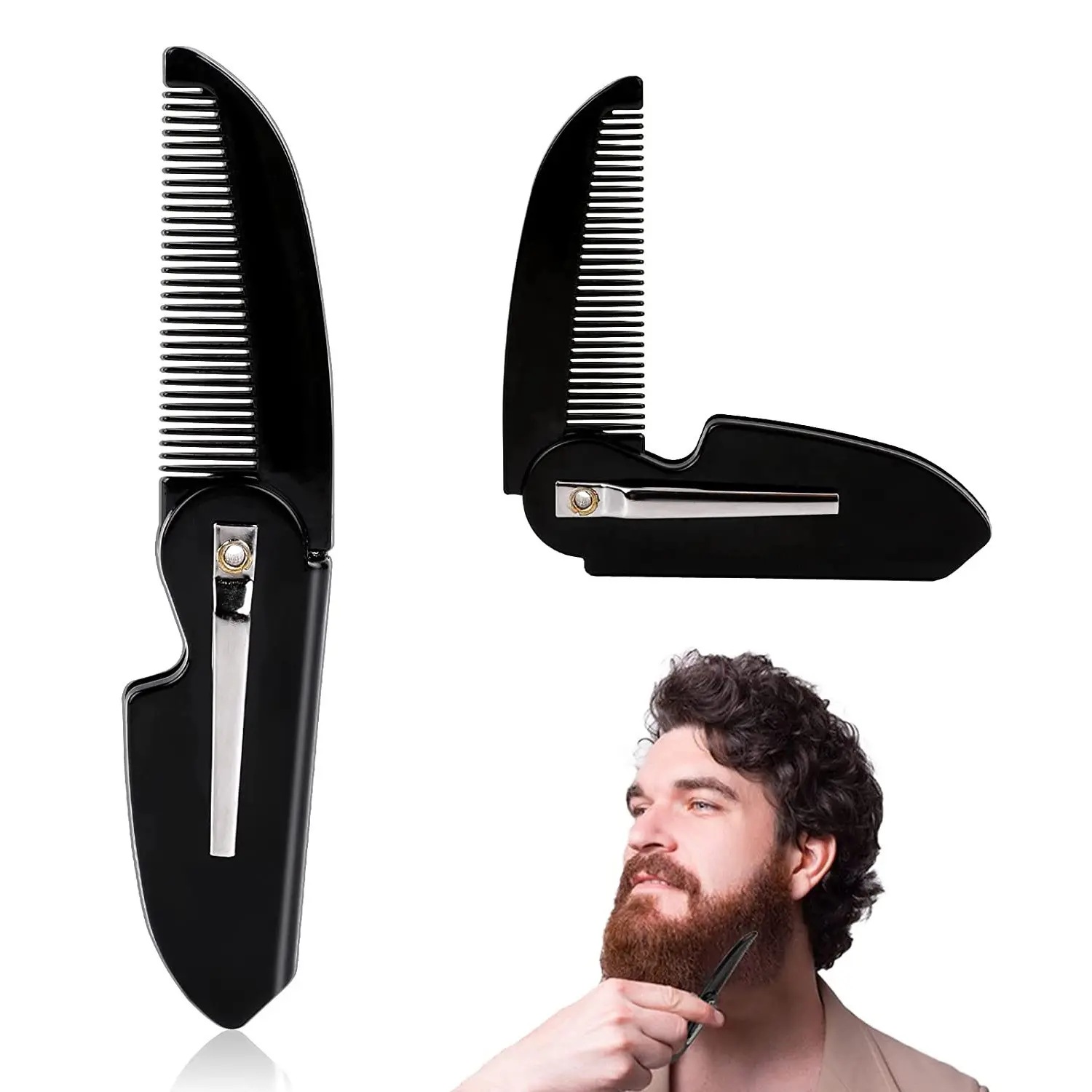 2pc Folding Beard Comb Mustache Comb Small Pocket Comb For Men Everyday Grooming And Hair Care Travel Essentials