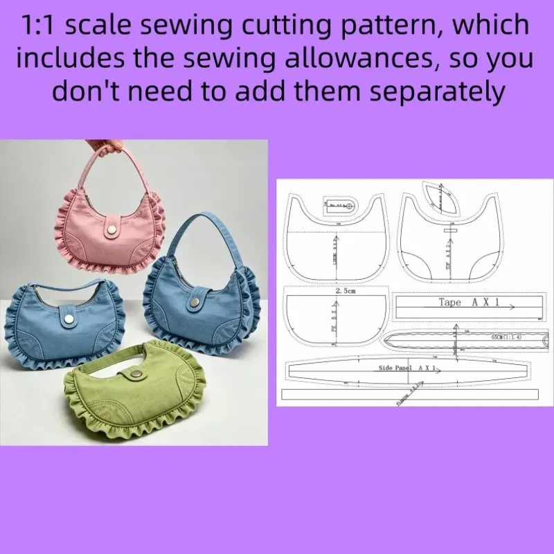 Handmade Bag Sewing Pattern, DIY Tote Bag Template, Customizable Fabric Design, Unique Personal Style, Not Finished Product