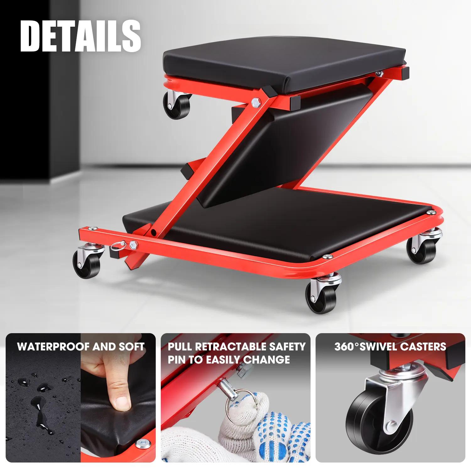 ‎ 40 Inches 2 IN 1 Rolling Folding Z Car Creeper Seat 6 Pcs 2" Casters, Mechanics Under Car Chair, 330 LBS Weight Capacity Heavy Duty