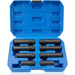 8-Piece Lug Nut Socket Set, 6 Spline & 7 Spline Lug Nut Removal Tool, Heavy-Duty Locking Wheel Lock Removal Kit for Aftermarket & Factory Wheels, with Organized Storage Case