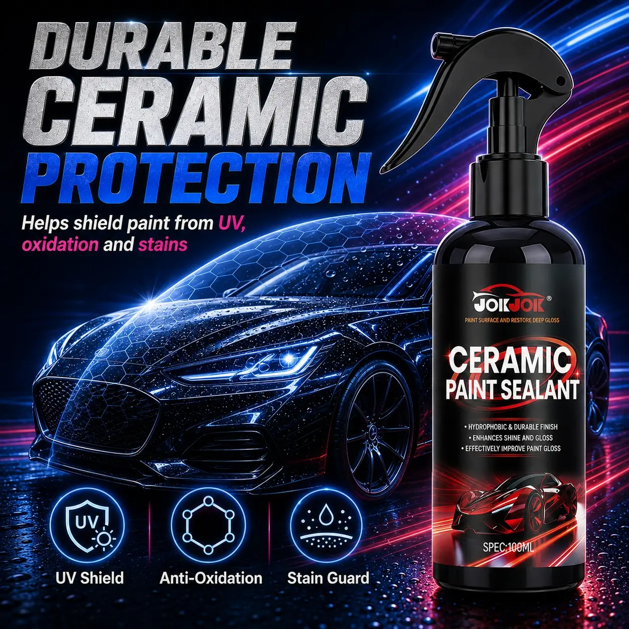 Car Paint Crystal Coating Spray, Mirror Finish High Gloss, Waterproof Dustproof Antioxidant, Nano Coating Liquid, Quick Shine Car Care