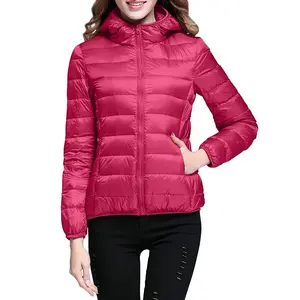 18ACTIVEKITWomen's foldable down jacket lightweight down jacket hooded winter coat hot pink L