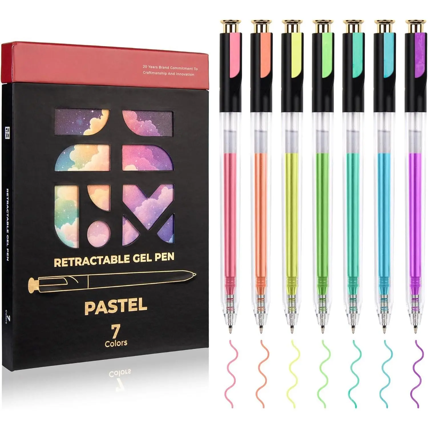 Retractable Pastel Gel Pens, 7 Colors Large Capacity Subtle Ereal Gel Ink Pens for Adult Coloring, 1.0 mm Fine Point Smooth Writing Color Pen for Journal Note Taking Aestic Art Supplies