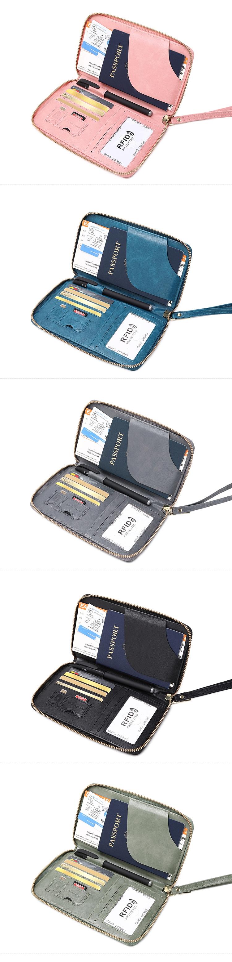 Travel Passport Wallet with Rfid Protection, Lightweight Anti-Theft Design, Zipper Closure, Card Holder, Travel Document Holder, Essential Travel Accessory