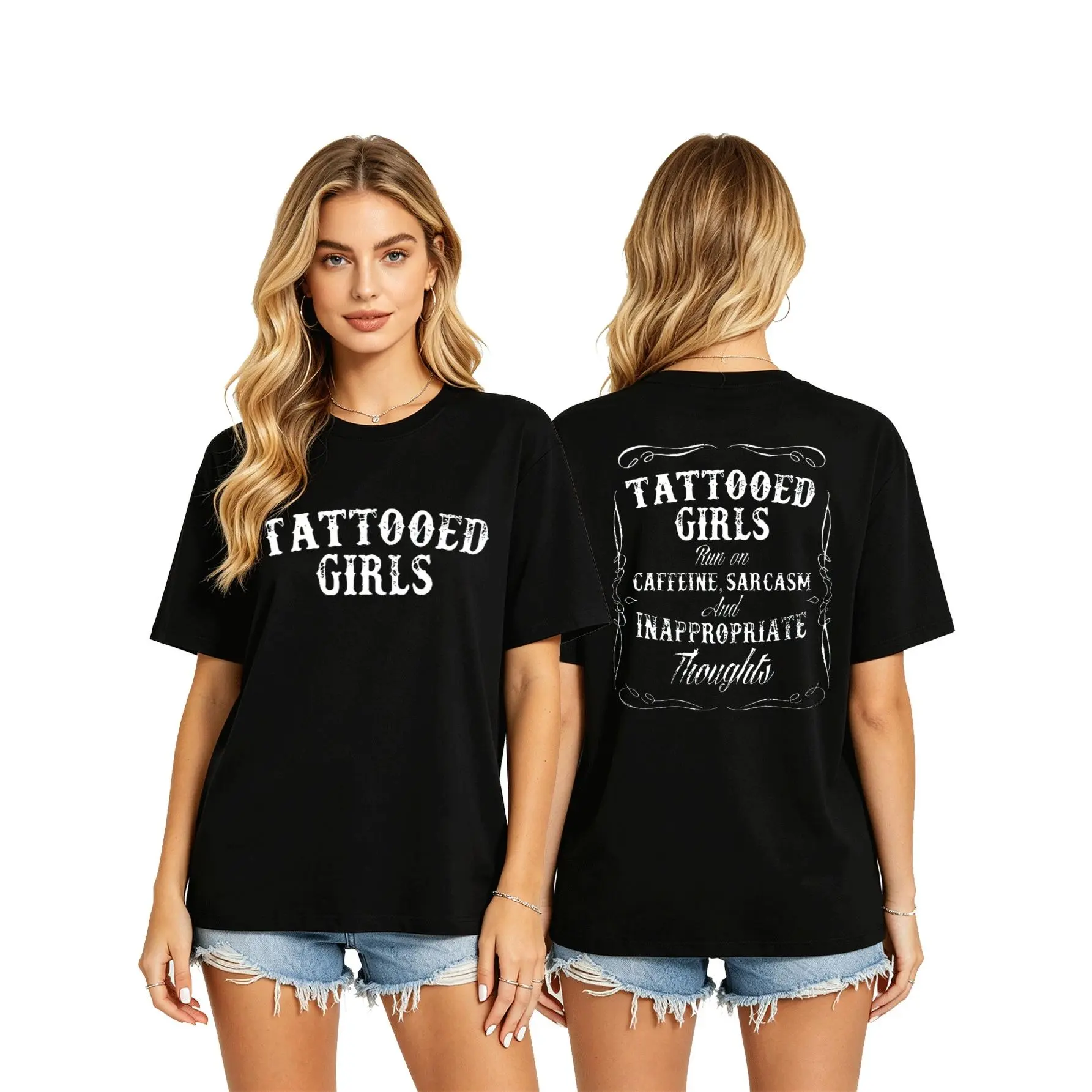 Ladies' black T-Shirts. Breathable And Comfortable, Soft And Skin-Friendly, Exuding an Elegant Temperament. Great Gifts And Are Suitable for Daily Wear And Various Gatherings