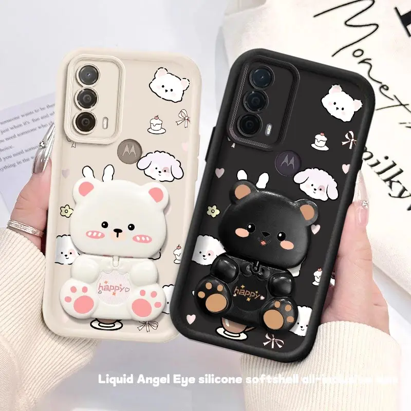 2pcs( Beautiful animals phone Case+Stand) For Moto E40/E32/E15/E13/E22/E22i/E30/G24/G30/G34/G35/G20/G22/G23/G75/G84/G85/G56/G86/G54/G55/G53/G64/G15/G04S For Moto Edge50Ultra/E60/E60F/E60S/E50/E50F/Edge50Neo/Edge50Pro Phone Case