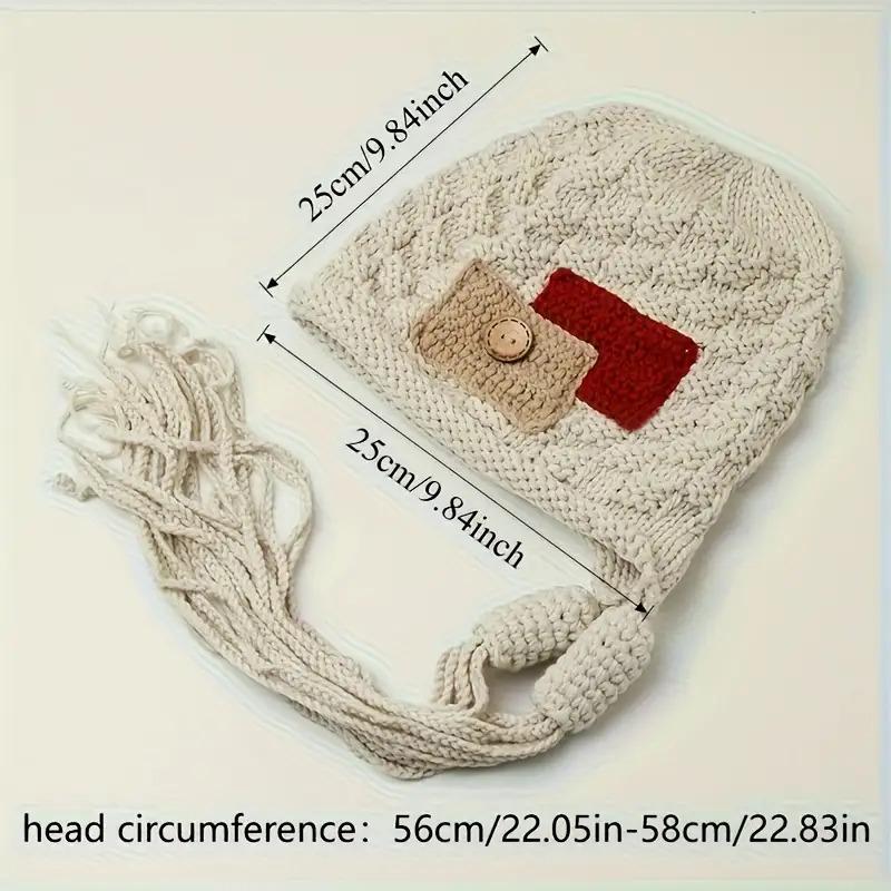 New Fashion Patchwork Tassel Knitted Women's Winter Peru Earflap Hat, Ski Hat, Warm Lined Neck Warmer Scarf Windproof Cycling Hat