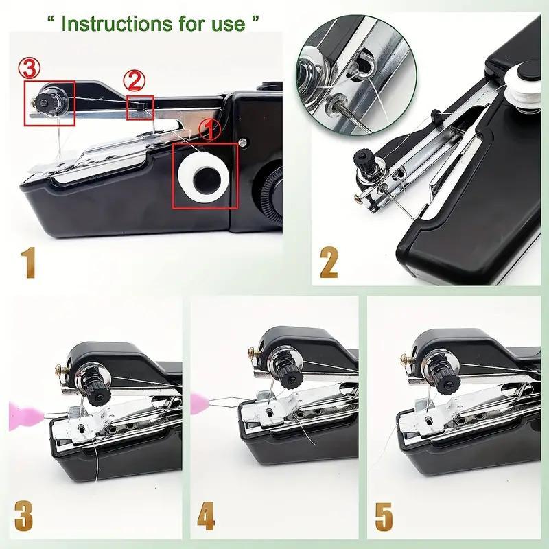 Cordless Handheld Mini Sewing Machine with Random-Color Accessories, 1 Count Portable Electric Sewing Tool Device, (Battery Not Included), Sewing Kit, Home Sewing Machine
