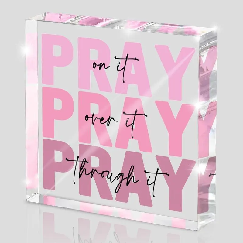 Pink Acrylic Christian Plaque with Bible Verse - Inspiring Faith Gift for Her, Graduation, New Home, Dorm Desk Decor, Hope-Filled Bedroom & Office Wall Decor